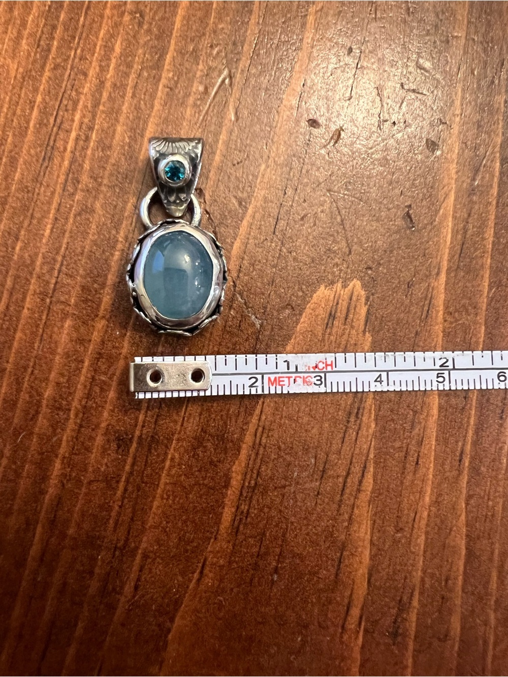 Sterling Silver Blue Gemstone Pendant - Elegant Light Blue Drop